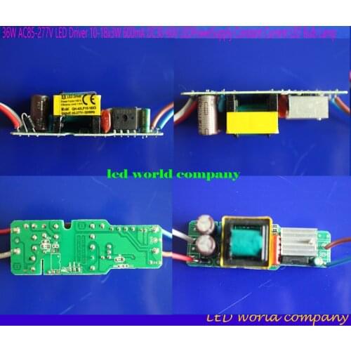 Free shipping 3PCS Isolation 36W AC85-277V LED Driver 10-18x3W 600mA DC30-60V LEDPowerSupply Constant Current LED Bulb Lamp