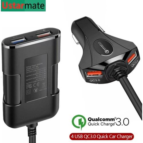 QC3.0 Quick Car Charge Mobile phone Universal Fast Charging for iPhone Samsung Xiaomi Huawei Tablets 4 USB Car-Charger Adapter