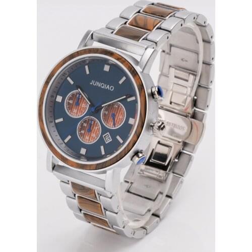 High-end Sandalwood Mens Watch Large Dial Quartz Watches Chronograph Auto Male Clock Butterfly buckle Meski Relogio Masculino