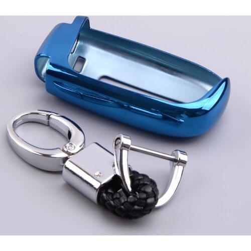 Key Cover Case Fob Holder Shell Blue Fit for Jeep Grand Cherokee Compass Dodge Charger Dart Journey Chrysler 300/300C Fiat 500X