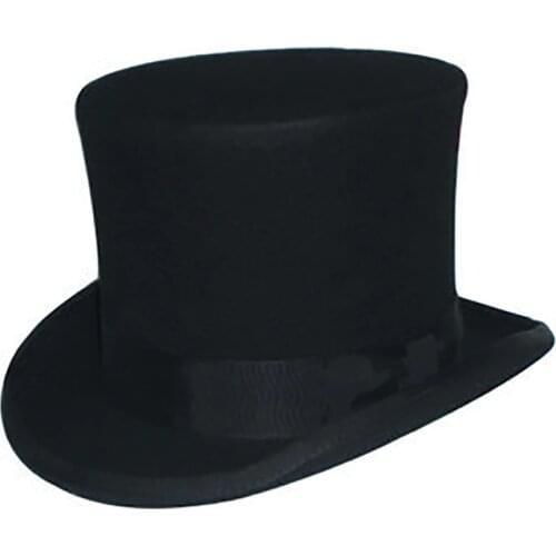 Black Authentic Top Hats Elegant Wool Top Hats 13.5 cm in height