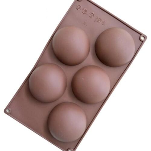 5 Cavity Semicircle Silicone Cake Mold for Chocolate Mousse Jello Pudding Ice Cream Dessert Soap Bakeware Pan Decorating Tools