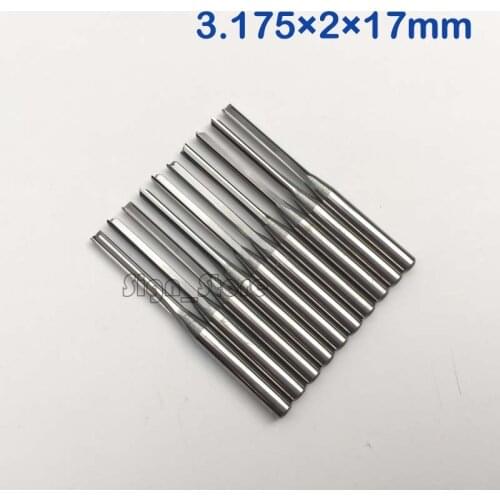 10pcs Double Flute Straight Slot Carbide Cutters CNC Router Bits 3.175 *2 * 17mm