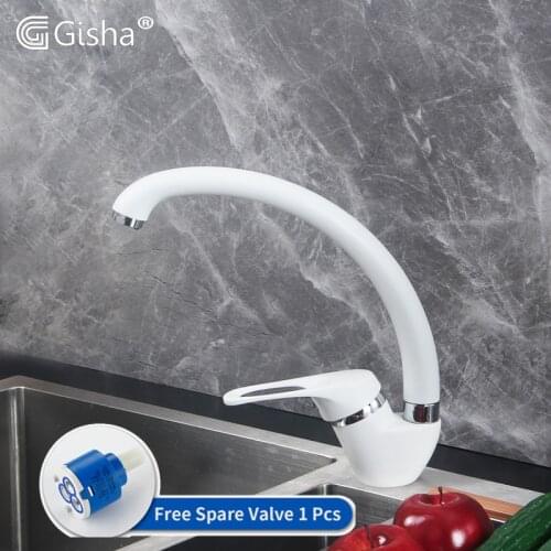 Gisha Modern Style Home Multi-color 360 Degree Swivel Kitchen Faucet Cold & Hot Water Tap Single Handle Black White KhakiVG2004