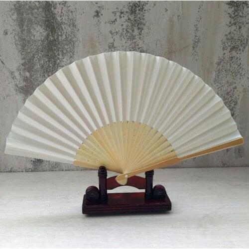 Hot Sale Hand Held Fan Folding Paper Fan Summer Pattern Folding Dance Wedding Party Lace Silk Folding Hand Held Solid Color Fan