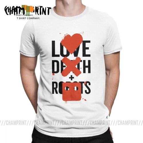 Cool Love Death And Robots T-Shirt Big Fan Tee Shirt Heavy Metal Rock Sci Fi TV T Shirt Oversize Streetwear Men Cotton Clothing