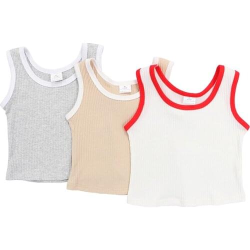 Kaiya Angel Unisex NB-8Y+ Kids Summer Cotton Vest Children Girls Casual Clothes Boys Undershirt Sleeveless Vest Three Colors