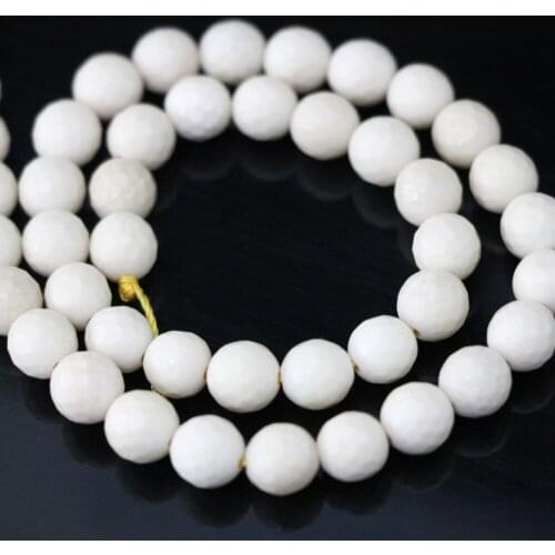 Hot sale white natural stone 8mm faceted round loose beads fashion diy elegant Jewelry making 15"B1096