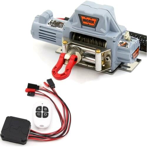 Metal Automatic Winch with CH4 Wireless Remote Controller for 1/10 RC Crawler Car Axial SCX10 90046 Traxxas TRX4