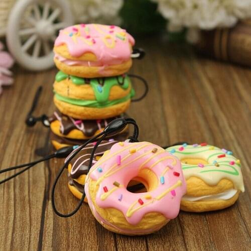 Mini Donut Panda Rabbit Pig French Baguettes Seal Lions Chocolate Sweet Slow Rising Squishy Miniature Artificial Fake Ornaments