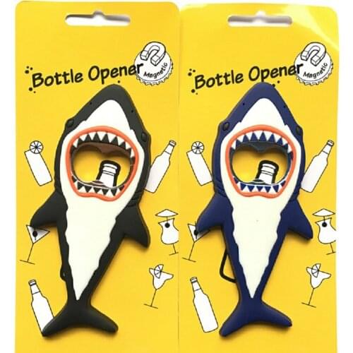 Cartoon Cute Wine Bottle Opener Shark Shape Magnet Refrigerator Sticker Fridge Magnet Beer Opener Household