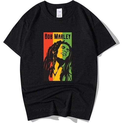 Bob Marley Rock Hip Hop T Shirt Men Male Summer Plus Size Streetwear Casual Short Sleeve Round Neck Cotton Reggae Star T-Shirt