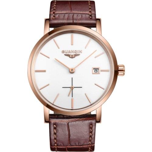 Men Watches 2020 GUANQIN Automatic Self-Wind Date Watch Mens Top Brand Luxury Mechanical Leather Wristwatch relogio masculino