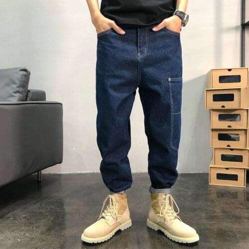 2020 New Arrival Hot Sale Top Fashion Print Mid Jeans Are Male Brand Loose Wash Overalls Feet Harem Pants Zipper Fly Plaid Men