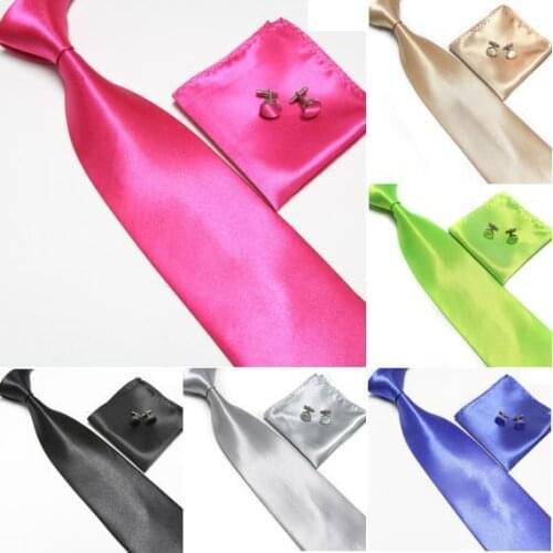 2019 neck tie set necktie cufflinks mens Pocket square copy silk for wedding party business gift handkerchief