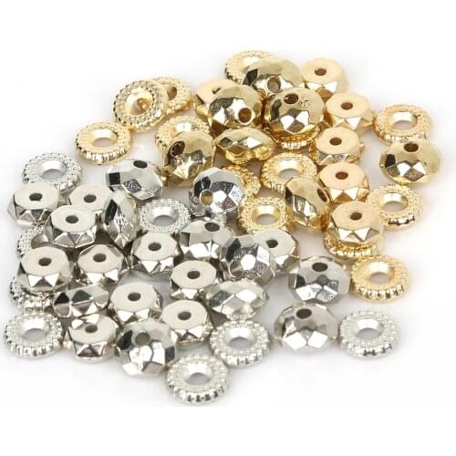 New KC Gold/Rhodium Color CCB Plastic Wheel Loose Spacer Round Beads For DIY Handmade Earring Jewelry Findings