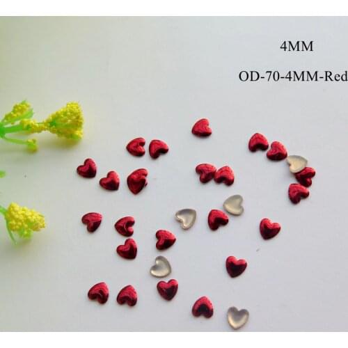 One Bag OD-70-Red Free Shipping 3D 4MM/6MM Red Heart Metal Stud Shiny Nail Decoration Lovely Outlooking