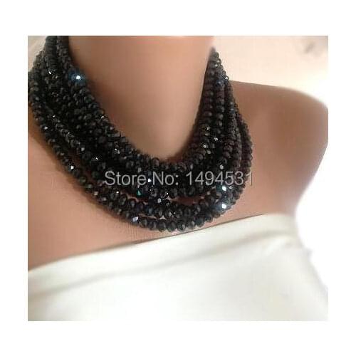 Wholesale Crystal Jewelry Red Carpet Bold Chunky Statement Black Crystal Bib Necklace - Handmade Jewelry - XZN157