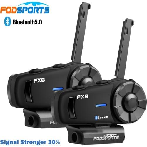 2PCS Fodsports FX8 Motorcycle Helmet Intercom Wireless Bluetooth FM Headset 1000m 8 Rider Waterproof Interphone Intercomunicador