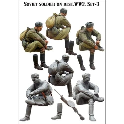 Resin WWII soldier model accessories Soviet Army resting