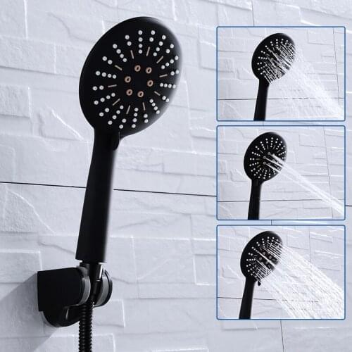 3 Function Matte Black Hand Held Shower Head Wall Mounted Shower Set With Hose and Shower Holder