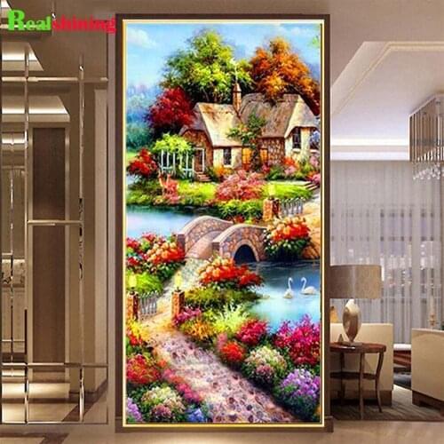 Garden Landscape diy diamond painting square round Scenic hut diamond embroidery drill mosaic cross stitch N1889
