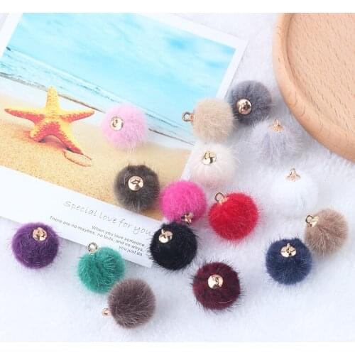 Diy earrings jewelry imitation mink fur beads autumn and winter pendant fur ball jewelry accessories pendant material