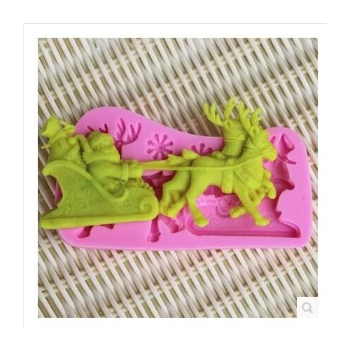 Elk sledding snow man shaped silicon fondant Cake decoration mold fondant mold chocolate mold wholesale