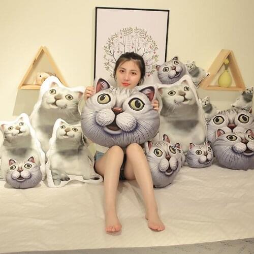 Cute Cartoon Animal Plush Toy Sand Sculpture Cat Pillow Doll Cartoon Expression Bag Toy Doll Pillow Cushion Sofa Decoration Gift