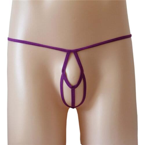 Mens panties sexy underwear men underpants gay micro Thongs tanga simple Hollow out Transparent oval Y shape String Breathable