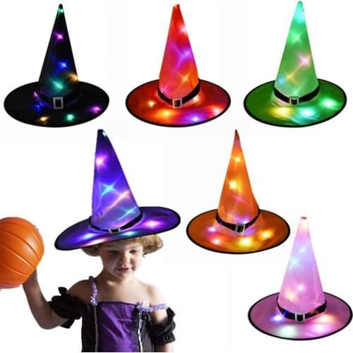 Halloween Decoration Witch Hat LED Lights Halloween Witch Hat For Kids Party Decor Supplies Outdoor Tree Hanging Ornament