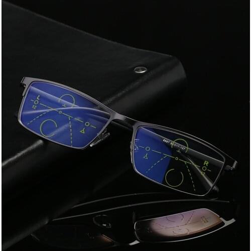 Full-rim Ultralight Tr90 Leg Far and Near Progressive Multifocal Anti-blue Light Reading Glasses +0.75 +1.25 +1.5 +2 +1.75 TO +4