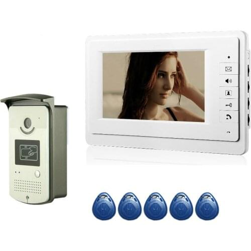 7'' TFT LCD Wired Video Door Phone Visual Video Intercom Speakerphone Intercom System With Waterproof Outdoor IR RFID Camera