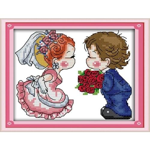 Joy Sunday Kiss Counted Cross Stitch 11CT14CT Printed Cross Stitch Chinese Cross Stitch Kit for Embroidery Home Decor Needlework