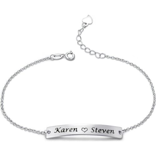 Xiaojing 925 Sterling Silver Personalized Jewelry Custom Bangle Engraved Name Bracelet for Women Valentines Gift Free Ship 2020