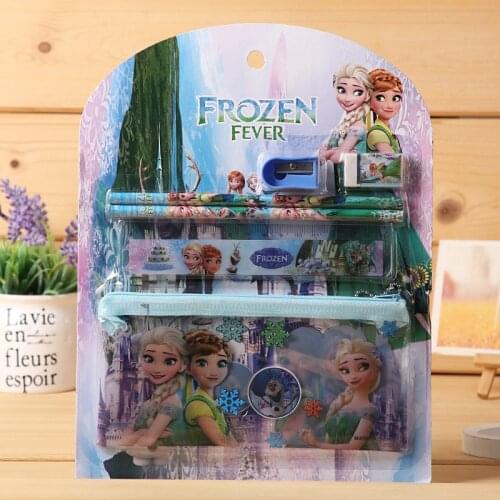 10pcs Disney Princess Stationery 6-piece Set Cute Pencil Case Eraser Pencil Ruler Sharpener Writing School Supplies Gift