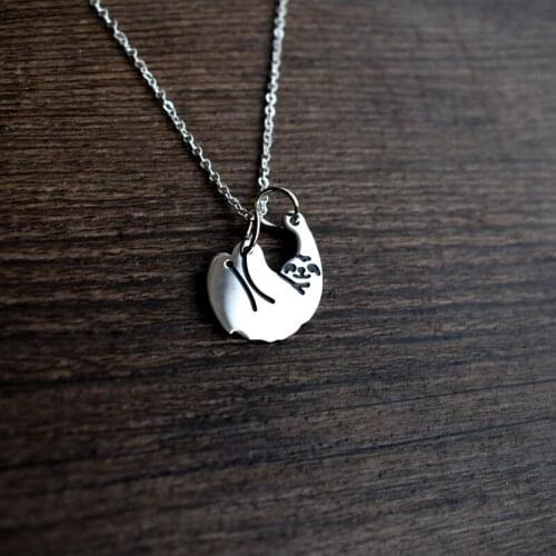 SanLan 12pcs stainless steel sloth necklace animal charm