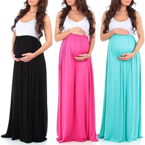 2020 Maternity Dresses Pregnant woman Clothing Sleeveless Pregnancy Dress Cotton Patchwork Large Pendulum Gravida Clothes S-XL