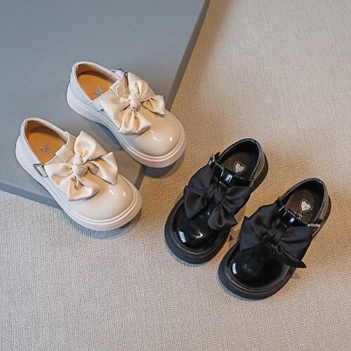 2021 Spring Autumn Little Girls Shoes Cute Bow Patent Leather Princess Shoes Solid Color Kids Gilrs Dancing Dress Shoes E07041