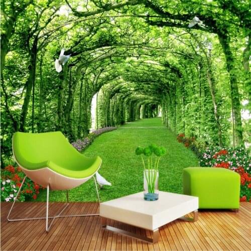 Beibehang Park woods lawn 3d landscape background wall custom large mural environmental silk silk wallpaper papel de parede