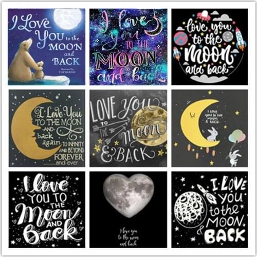 Diy Diamond Embroidered Full Square&Round Drill I love you to the moon and back 5d Diamond Painting Cross Stitch Soccer decor
