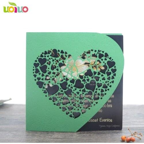 Free shipping 50set inc41 Delicate Iridescent Pearl Paper Wedding Invitation Card Heart Pattern Hollow Out Carved Crafts Card