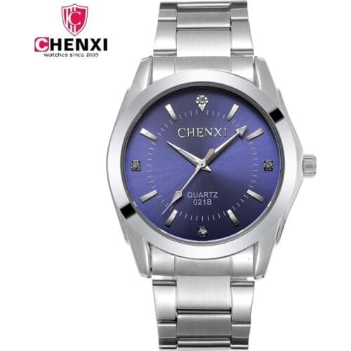 2018 CHENXI Silver Watches Stainless Steel Wrist watch for Women Men Fashion Dress Quartz Analog Casual Female Male Clock