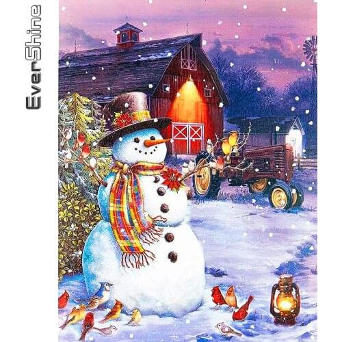Evershine 5D DIY Diamond Painting Snowman Full Drill Diamond Embroidery Cartoon Craft Kit Christmas Decorations