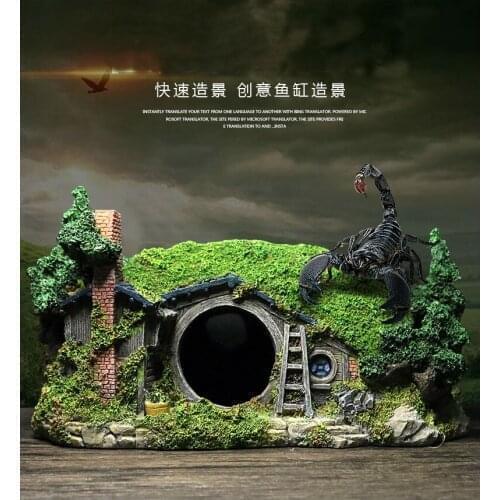 Movie scene, fish tank large reptile landscaping to avoid cave guarding spider box lizard hermit crab reptile box