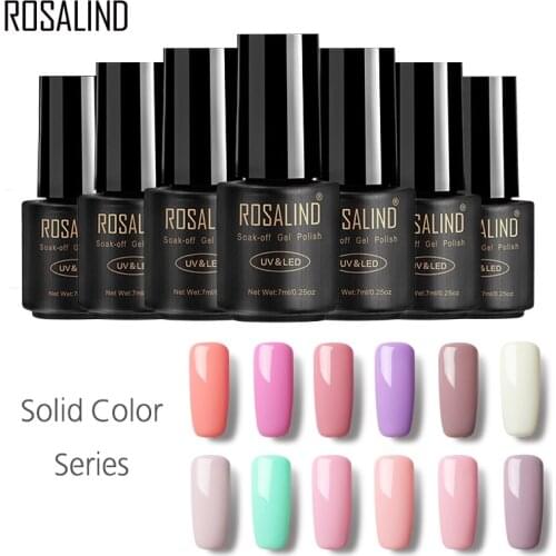 ROSALIND Gel 1 Gel Nail Polish 7ML Pure Color 58 Colors Black Bottle Soak-Off UV LED Long-lasting Nails Gel Polish Lacquer gel