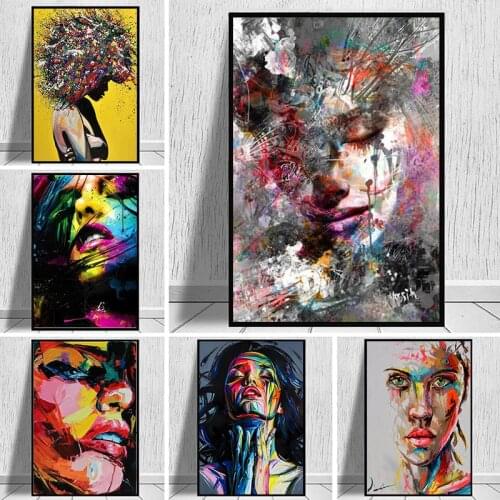 Graffiti Art Abstract Girl Canvas Painting Modern Pop Art Posters and Prints Cuadros Wall Art Picture For Living Room Home Decor