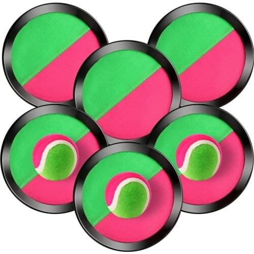 TOY Paddle Toss and Catch Ball Set Toss Paddle Ball Game with 3 Sticky Balls 6 Paddles for Outdoor Games Gift for Kids