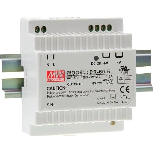 5V 12V 15V 24V MEAN WELL 2.5A 4A 4.5A 6.5A 32.5W 60W 54W Industrial DIN Rail Power Supply DR-60-5 DR-60-12 DR-60-15 DR-60-24