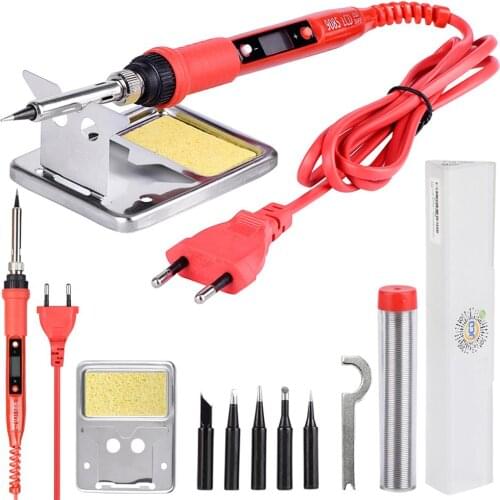 JCD 220V 80W Electric Soldering Iron LCD Adjustable Temperature Welding Solder station elektrik soldering iron Tips kits Tool
